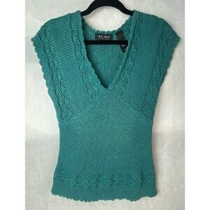 Axcess Sweater Womens XL 100% Cotton Cap Sleeve Babydoll Crochet Feminine Fall